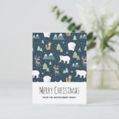 かわいいクリスマス冬の動物柄 シーズンポストカード (スタンド正面)