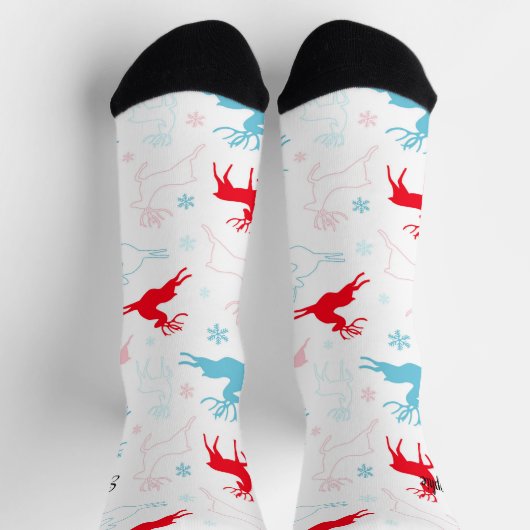 かわいいクリスマス冬の鹿パーソナライズされた名ソックス ソックス (上部)