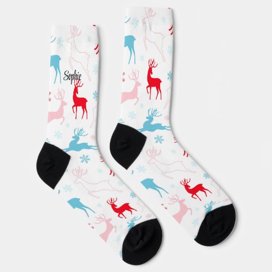 かわいいクリスマス冬の鹿パーソナライズされた名ソックス ソックス (右)