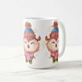 かわいいクリスマス冬フクロウ コーヒーマグカップ (正面右)