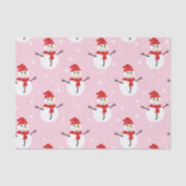 かわいいクリスマス冬雪だるま赤とピンク 薄葉紙 (正面)