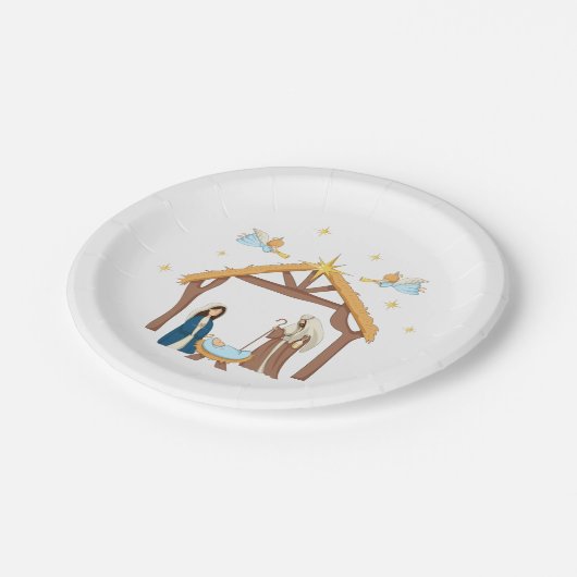 かわいいクリスマス出生 ペーパープレート (アングル)