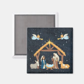 かわいいクリスマス出生 マグネット (正面/裏面)