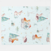 かわいいクリスマス動物のパターン フリースブランケット (正面(横))