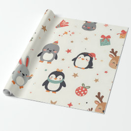 かわいいクリスマス動物をデザインしよう ラッピングペーパー