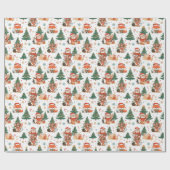 かわいいクリスマス動物ラッピング紙 ラッピングペーパー (フラット)