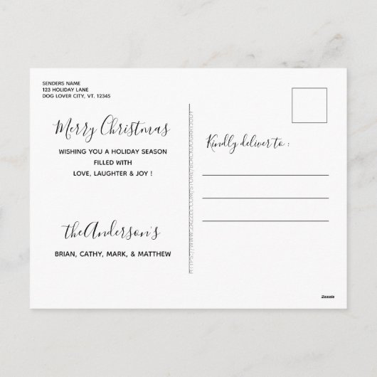 かわいいクリスマス動物犬ねこ子猫 シーズンポストカード (裏面)