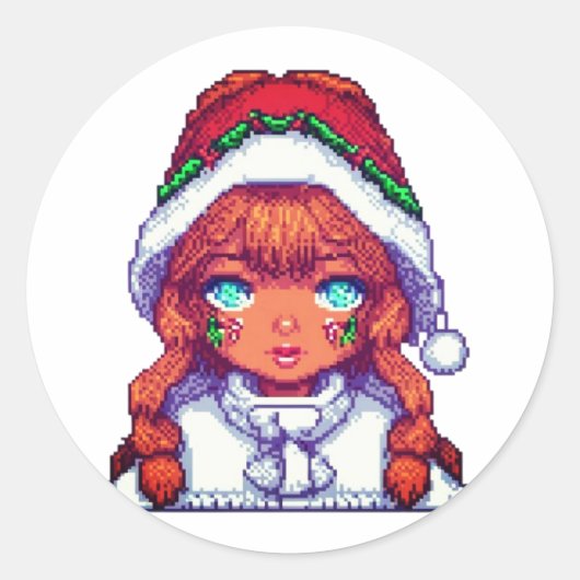 かわいいクリスマス女子 ラウンドシール (正面)