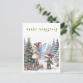 かわいいクリスマス妖精の休日はがき シーズンポストカード (スタンド正面)