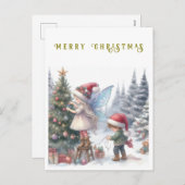 かわいいクリスマス妖精の休日はがき シーズンポストカード (正面/裏面)