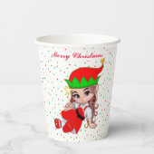 かわいいクリスマス妖精エルフと紙吹雪の紙コップ 紙コップ (裏面)