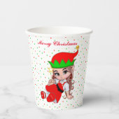 かわいいクリスマス妖精エルフと紙吹雪の紙コップ 紙コップ (正面)