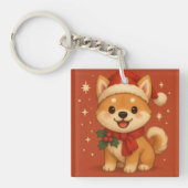 かわいいクリスマス子犬 キーホルダー (正面)