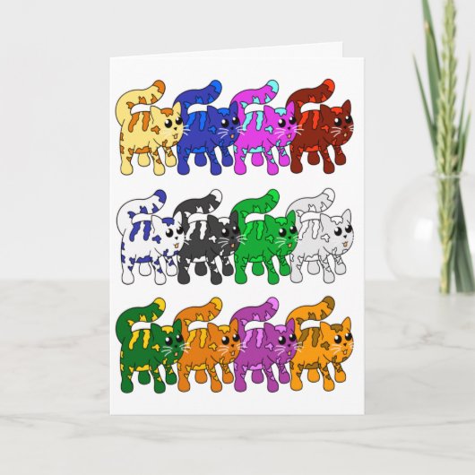 かわいいクリスマス子猫パターン行 カード (正面)