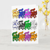 かわいいクリスマス子猫パターン行 カード (黄色い花)