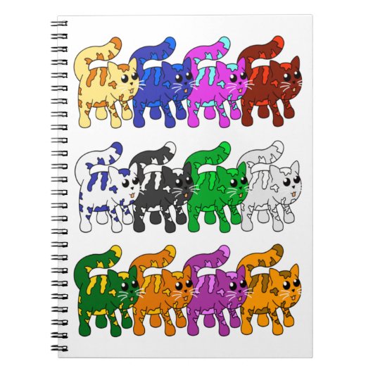 かわいいクリスマス子猫パターン行 ノートブック (正面)