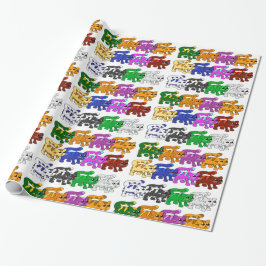 かわいいクリスマス子猫パターン行 ラッピングペーパー