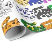 かわいいクリスマス子猫パターン行 ラッピングペーパー (ロールコーナー)