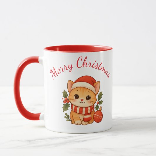 かわいいクリスマス子猫マグカップ マグカップ (左)