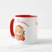 かわいいクリスマス子猫マグカップ マグカップ (正面左)