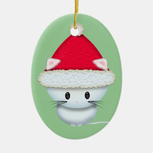 かわいいクリスマス子猫 セラミックオーナメント (正面)