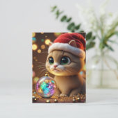 かわいいクリスマス子猫 ポストカード (スタンド正面)