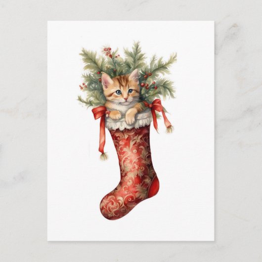 かわいいクリスマス子猫 ポストカード (正面)