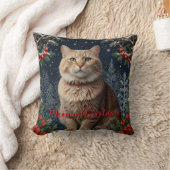 かわいいクリスマス子猫 メリークリスマス クッション (ブランケット)