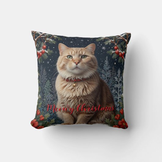 かわいいクリスマス子猫 メリークリスマス クッション (正面)