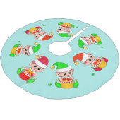 かわいいクリスマス小人オンライトティール（緑がかった色） ブラッシュドポリエステルツリースカート (アングル)