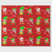 かわいいクリスマス小人オンレッド ラッピングペーパー (フラット)