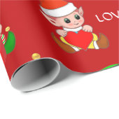 かわいいクリスマス小人オンレッド ラッピングペーパー (ロールコーナー)