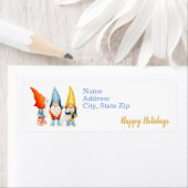 かわいいクリスマス小人3つ、ハッピーホリデー ラベル (インサイチュ)