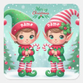 かわいいクリスマス小人 スクエアシール (正面)