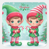 かわいいクリスマス小人 スクエアシール (正面)