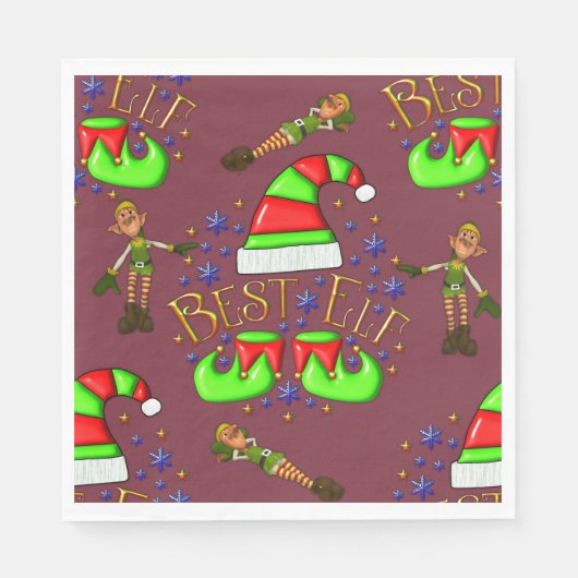 かわいいクリスマス小人 スタンダードランチョンナプキン (正面)