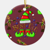 かわいいクリスマス小人 セラミックオーナメント (正面)