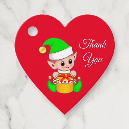 かわいいクリスマス小妖精や小人ありがとう赤 フェイバータグ (正面)