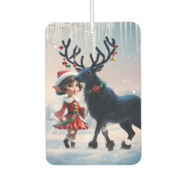 かわいいクリスマス小妖精や小人とダークトナカイ。 カーエアーフレッシュナー