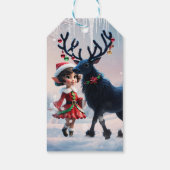 かわいいクリスマス小妖精や小人とダークトナカイ。 ギフトタグ (裏面)