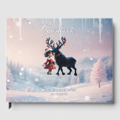 かわいいクリスマス小妖精や小人とダークトナカイ。 ゲストブック (正面)