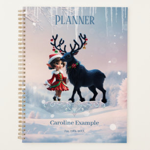 かわいいクリスマス小妖精や小人とダークトナカイ。 プランナー手帳
