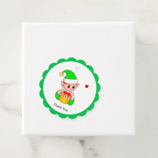 かわいいクリスマス小妖精や小人とハートありがとう フェイバータグ (インサイチュ)