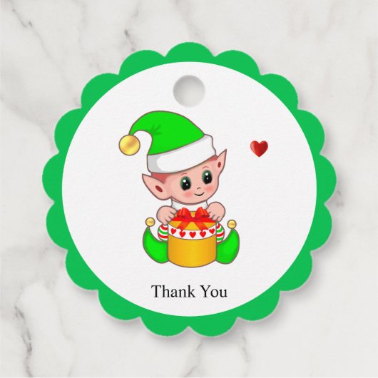 かわいいクリスマス小妖精や小人とハートありがとう フェイバータグ (裏面)