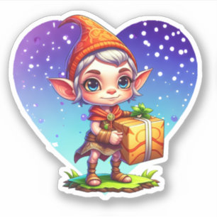 かわいいクリスマス小妖精や小人の持ち物 シール