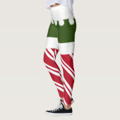 かわいいクリスマス小妖精や小人キャンディーケーンホワイト毛皮の房 レギンス (左)