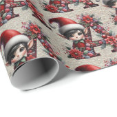 かわいいクリスマス小妖精や小人フェスティバルレターA ラッピングペーパー (ロールコーナー)