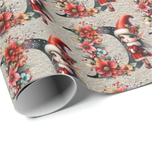 かわいいクリスマス小妖精や小人フェスティバルレターD ラッピングペーパー (ロールコーナー)