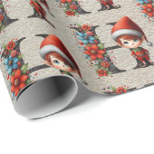 かわいいクリスマス小妖精や小人フェスティバルレターH ラッピングペーパー (ロールコーナー)