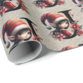 かわいいクリスマス小妖精や小人フェスティバルレターJ ラッピングペーパー (ロールコーナー)